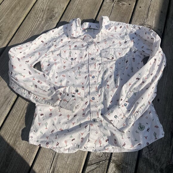 Ariat Other - ARIAT GIRLS' SANTA FE‎ PRINT LONG SLEEVE SNAP WESTERN SHIRT XL